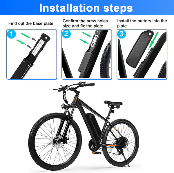 48V 13Ah Ebike Battery, Lithium Battery with 30A BMS for Electric Bicycles,Motorcycles (100-1000W) Motors, Includes Safe Lock,USB Output,Led Indicator Light, XT60 Connector&Base (48V 13AH)