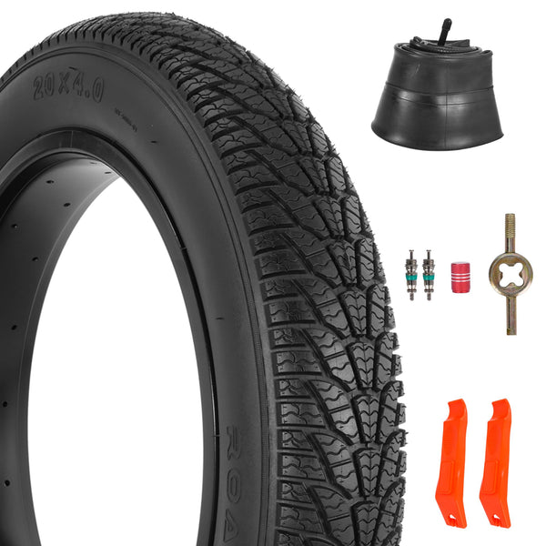 2-Pack 20x4.0 Fat Bike Tire, 20 Inch Mountain Bike Tires & Tubes Set, Folding Replacement Bicycle Tires with Tire Levers for Off-Road Bike, Ebike