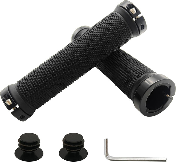 MTB Bike Grips, Anti-Slip Handlebar Grips with Elastic Grain Design, Black