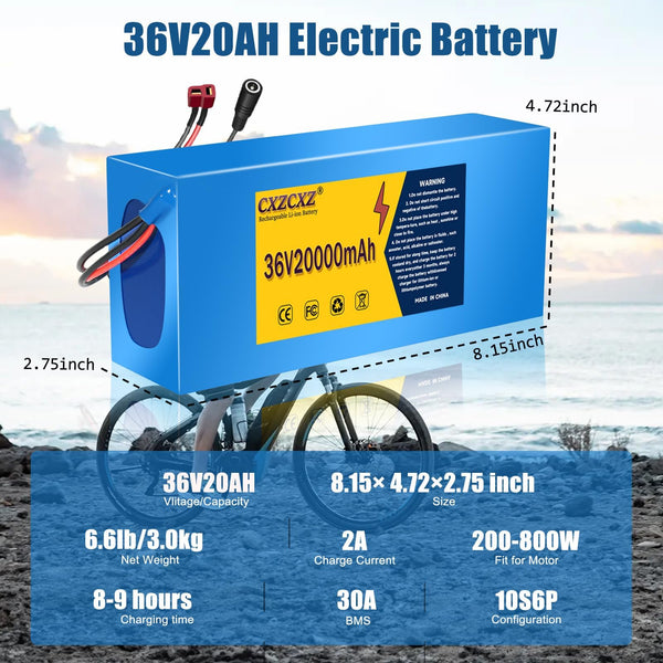 CXZ 48V/36V Lithium Battery,10AH/14AH /20AH Lithium Pack with BMS, Compatible with Most Solar Panels Outdoor Camping Equipment (36V15AH(200-500W)