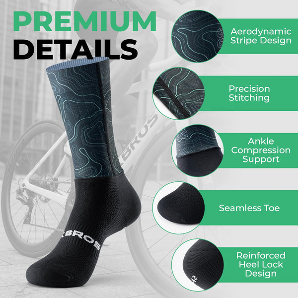 ROCKBROS Cycling Socks for Men Women, Novelty Crew Socks, Breathable, Wicking Bike Socks Compression Fit