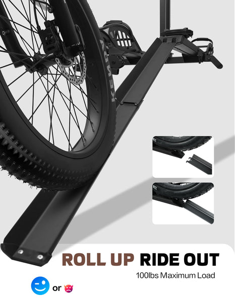 POLESTAR Hitch Mounted 2-Bike Rack, 200lbs Capacity Bike Rack Hitch with Lock, 2" Receiver Foldable Platform Mount for E-Bike, Up to 5" Fat Tire Bicycle and Standard, fit Car Trucks SUVs RVs Trailer