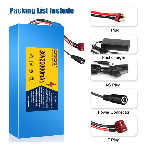 CXZ 48V/36V Lithium Battery,10AH/14AH /20AH Lithium Pack with BMS, Compatible with Most Solar Panels Outdoor Camping Equipment (36V15AH(200-500W)