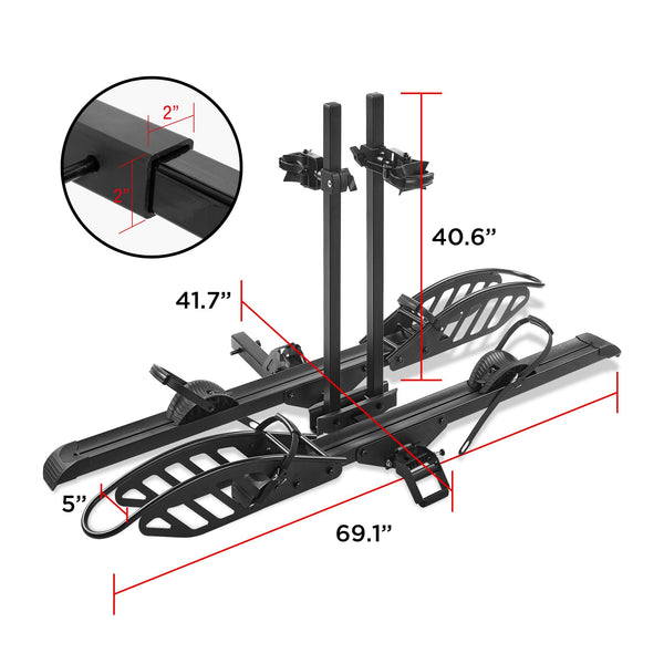 Young Bike Rack Hitch for Car - 200LB 2-Bike Rack Hitch Mount Platform Style Hitch Bike Rack，Smart Tilting & Easy Fold for Car SUV with 2 Inch Receiver，Bike Carrier Fits Up to 5-inch Fat Tire - TRIPPER ELECTRIC BIKES