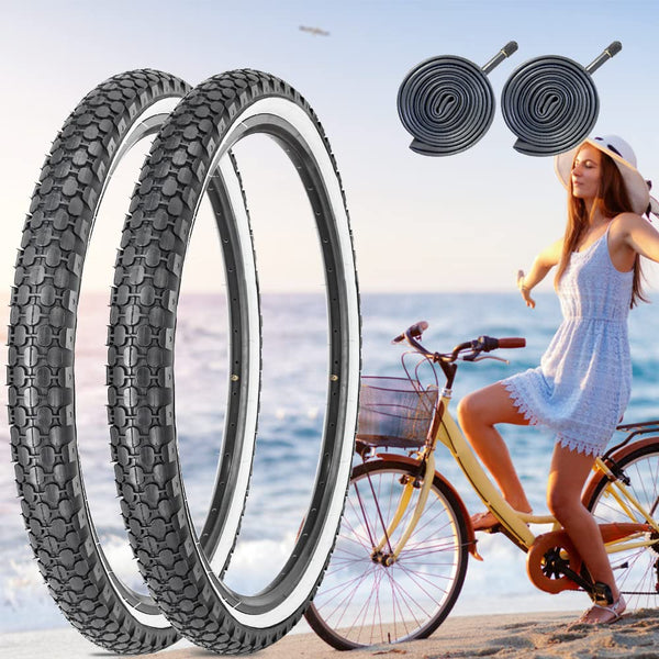 24" Bike Tire 24 x 2.125 Inch Folding Replacement Bicycle Tire for Beach Cruiser Bike