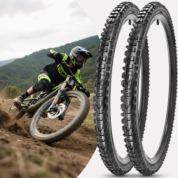2 Pack 16/20/24 X 1.75/1.95/2.125 Bike Tires 16/20/24 Inch Folding Bicycle Tires with Inner Tubes AV 32mm Schrader Valve Suitable for Mountain Beach Cruiser Bike Replacement Tires