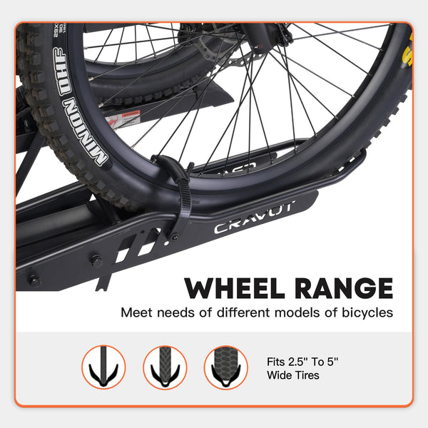CRAVOT CyberRack S2 Ebike Rack, 300 lbs Capacity Foldable Bike Racks for Tow Hitch Heavy Electric Bike Carrier for 2 E-Bike, Up to 5-inch Fat Tire 2'' Receiver