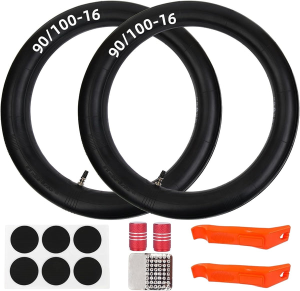 90/100-16 Thickened Dirt Bike Tube 3.00/3.25/3.50-16 Tire Inner Tube and Repair Kit TR4 Straight Stem Compatible with TAOTAO SSR, CR80RB CRF125FB CRF150F/RB/R KLX125L Motorcycles Pit Bike, 2Sets