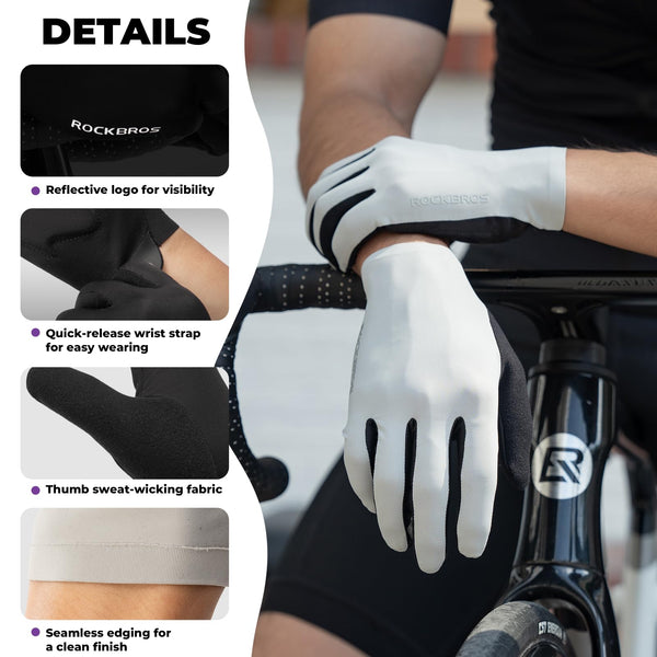 ROCKBROS Cycling Gloves for Men Women SBR Padded Shock Absorbing Bike Gloves Breathable Touchscreen Anti-Slip Palm Lightweight for Biking