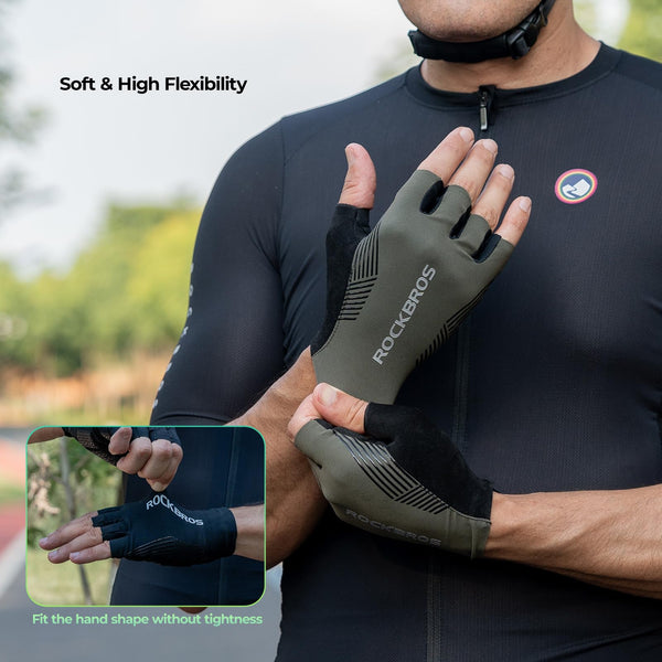 ROCKBROS Cycling Gloves for Men Women, Bike Gloves Half Finger with Shock-Absorbing Pad Breathable Mountain Road Biking Motorcycle Gym Gloves