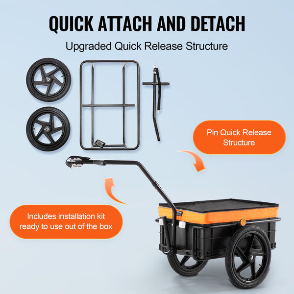 VEVOR E-Bike Cargo Trailers Heavy-Duty Bicycle Wagon Cart, Foldable - TRIPPER ELECTRIC BIKES