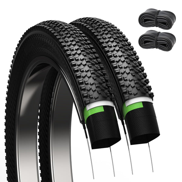 2 Pack Mountain Bike Tires, 24/26x1.95/2.125inch Folding Replacement Mountain Bicycle Tires and Tubes with 2 Inner Tubes & Levers, Puncture-Resistant & Wear-Resistant Bicycle Tires