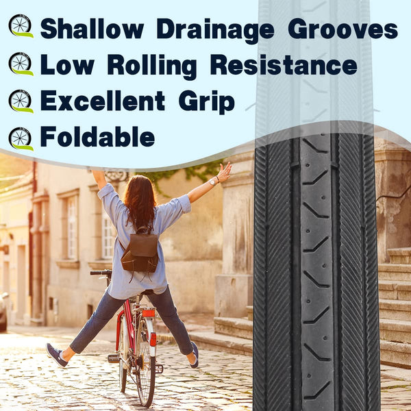 26X1 3/8 (37-590) Road Bike Tires with or Without Bike Tubes 26x1.3/8 32mm AV Schrader Valve