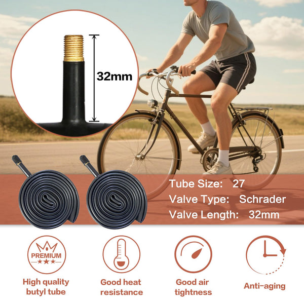 27 X 1 1/4 Bike Tire 27 Inch Road Bike Tires 32-630 Folding Bead Replacement Bicycle Tire Set