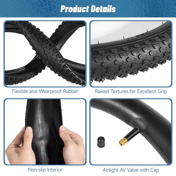 18 inch Bike Tire, 2 Pack 18x2.125“Bike Tires and 18 inch Bike Tubes with Tire Levers, Kids Bike Tire 18 x 2.125 Bicycle Tire Portable MTB Tires