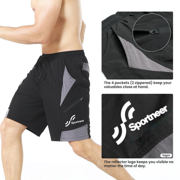 Sportneer Bike Shorts for Men: 3D Padded Lightweight Riding Biking Cycling Mountain Bike Shorts for Men with Zipper Pockets
