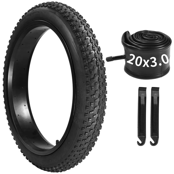 yeesport 20x3.0 Bike Tire & Tube Set, Folding 76-406/20 x 3.0 Ebike Tires & 20x3.0 Fat Bike Tubes with Levers, 20 inch Fat tire for Electric Bicycle, MTB