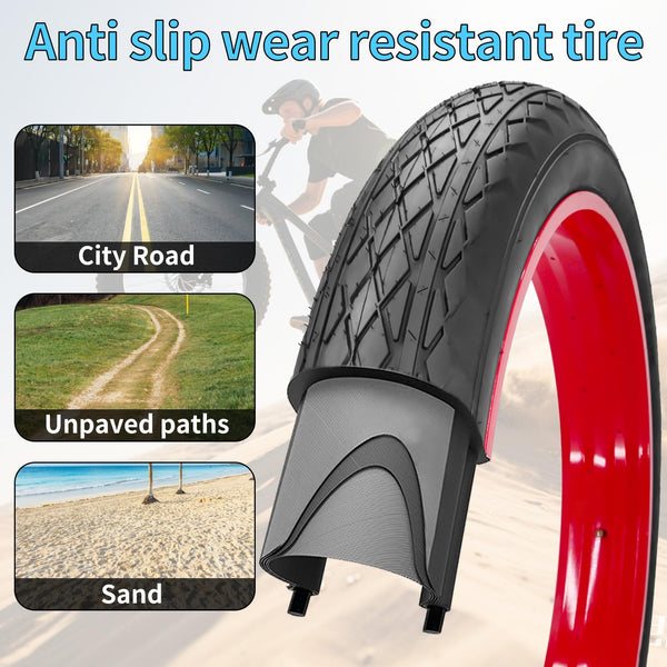 20x4.0 Bike Tire for Electric Bikes with Inner Tubes 32MM Schrader Valve Fat Bike Tire with Durable Tread, High Traction for Mountain/Snow/Road Compatible with E-Bikes 20x4.0 Inches