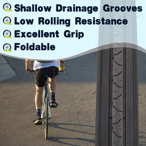 27 X 1 1/4 Bike Tire 27 Inch Road Bike Tires 32-630 Folding Bead Replacement Bicycle Tire Set