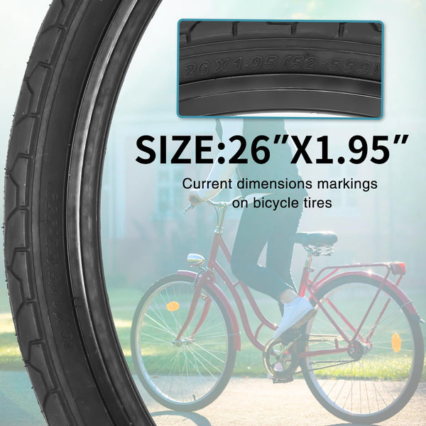 26x1.95 Slick Bike Tires (50-559) or with 26" Bike Tubes 32mm Schrader Valve Suitable for 26 x 1.90 26 x 1.95 26 x 2.0 26 x 2.125 Bicycle Tires and Tubes for City Road Bicycles