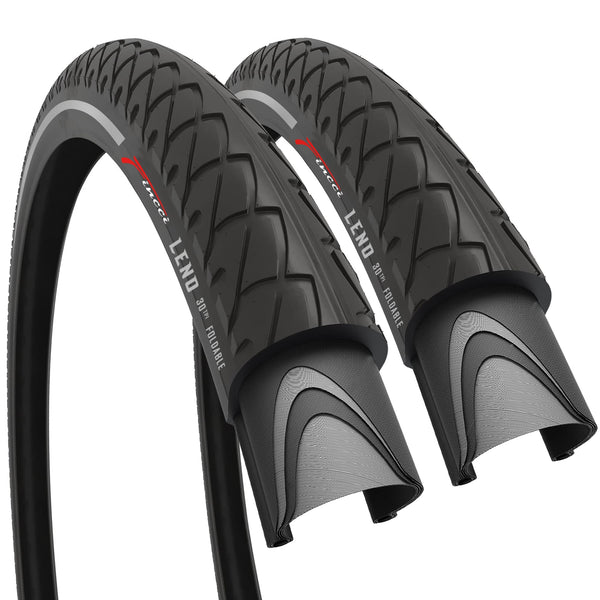 Fincci Pair 26x1.95 Bike Tire - Leno Semi-Slick City 26 inch Bike Tires - 50-559 Black Foldable Mountain Bike Tires for Electric, Road, MTB Bikes
