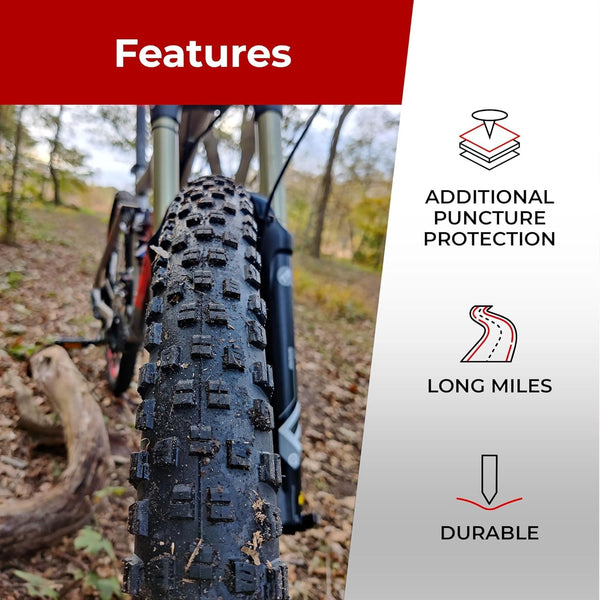 Fincci Maori 29x2.25 Mountain Bike Tire - Pair 29 Inch Bike Tire with 1 mm Nylon Puncture Resistant 60 TPI - Foldable Kevlar Black 57-622 MTB Tires 29 for Electric, Trekking, Hybrid, Cruiser Bikes