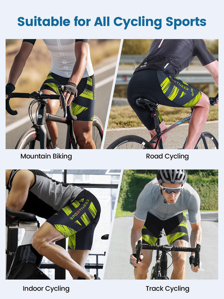 Sportneer Padded Bike Shorts for Men - 4D Padding Mens Bicycle Cycling Biking Clothing Shorts, Breathable and Absorbent
