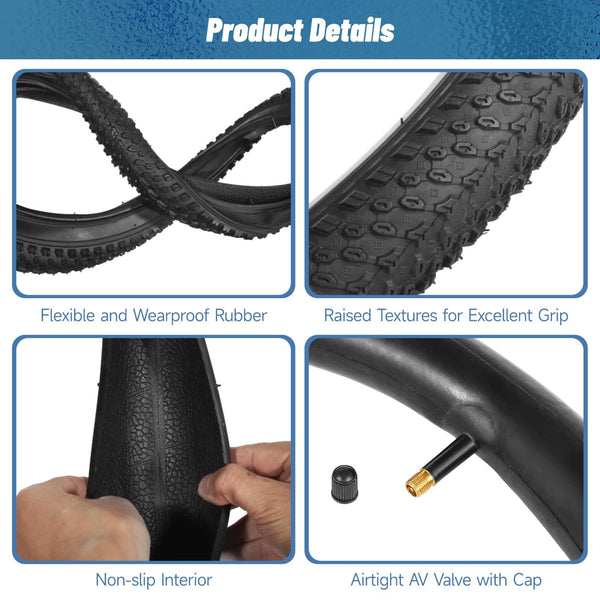 yeesport 16 Inch Bike Tire, 2 Pack 16x2.125 Bike Tires and 16 Inch Bike Tubes, 16 in Bike Tire Kids Bike Tires MTB Tires, Shock Absorption MTB Bicycle Tires