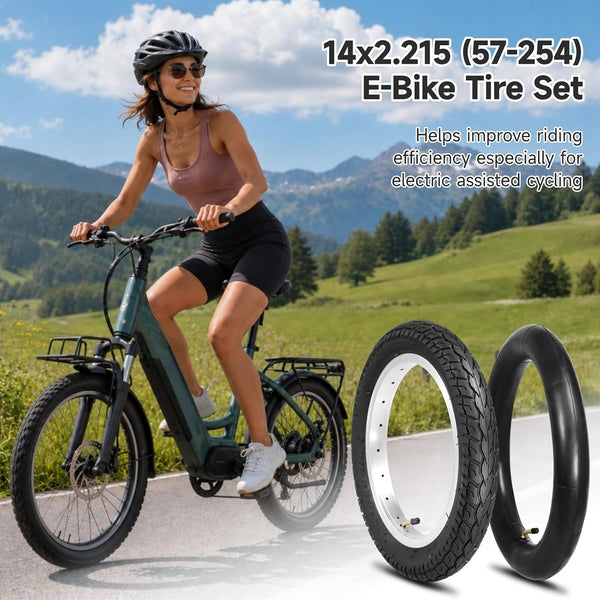 yeesport 14x2.125/54-254 E-Bike Tire Tube Set, 14x2.125 Bike Tire 14 inch | 14 inch bike tire with bent valve inner tube includes metal tire lever & valve tool for e-bikes, bikes and electric scooters