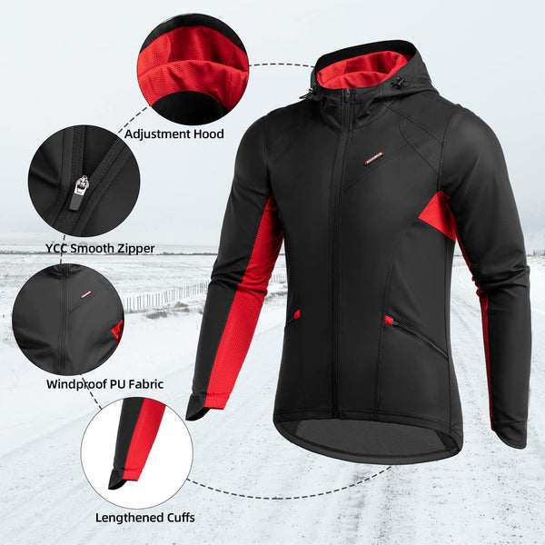 ROCKBROS Winter Cycling Jacket for Men Windproof Thermal Breathable Running Windbreaker Cycling Clothing Black - TRIPPER ELECTRIC BIKES