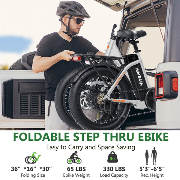 VITILAN Foldable Electric Bike - 750W Adult E-Bike, 624Wh Max 28Mph Step Thru byHimiway - TRIPPER ELECTRIC BIKES
