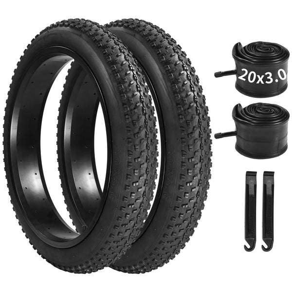 20 x 3.0 in Fat Bike Tires & Tubes, 20 Inch Fat Tire Folding Tires, 76-406 20x3.0 Ebike Tires with Levers, 20x 3.0 Electric Bike Tire for Mountain Bikes & Ebikes