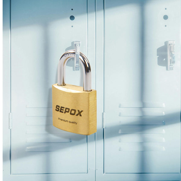 SEPOX 2-Pack Premium Solid Brass Padlock Keyed Alike, 1-9/16" 40mm Heavy Duty Weatherproof Outdoor Lock with 4 Same Keys, Copper Padlock for Gate, Gym Locker, Tool Box, Storage, Shed, Fence & More