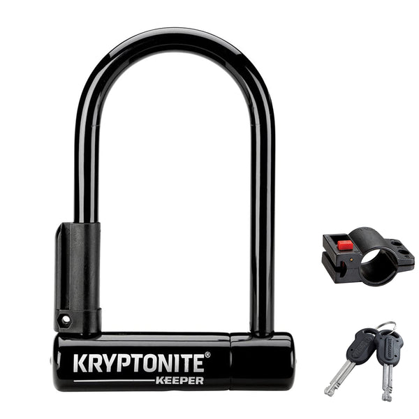 Kryptonite Keeper Standard Bike U-Lock, Heavy Duty Anti-Theft Bicycle U Lock Sold Secure Silver, 12mm Shackle with Mounting Bracket and Keys for Bike, Motorcycle, Scooter, Bicycle, Door, Gate, Fence | bike-locks