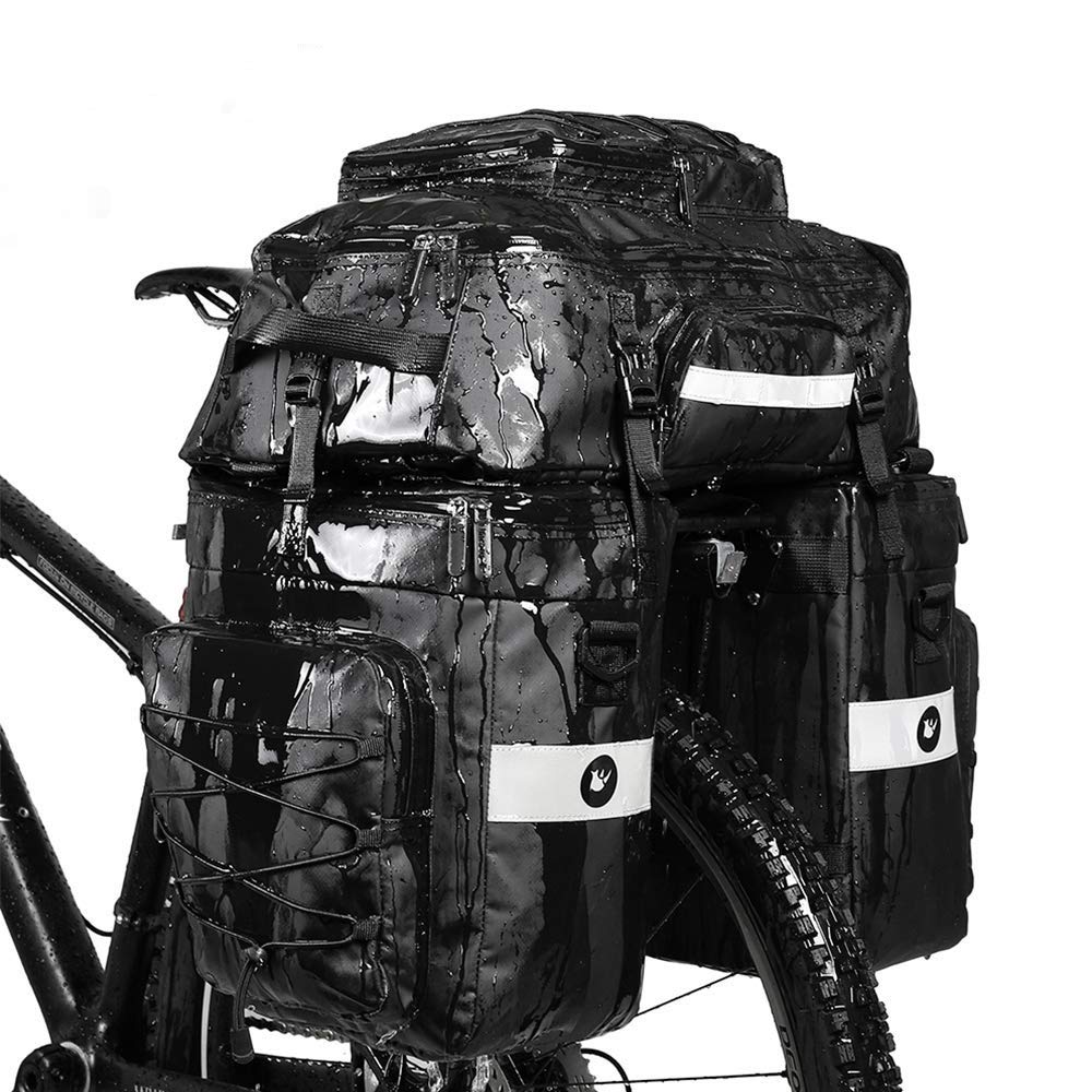 Rhinowalk Bike Bag Bike Pannier Bag Set, for Bicycle Cargo Rack Saddle Bag Shoulder Bag Laptop Pannier Rack Bicycle Bag Professional Cycling Accessories 3 in 1-Black.