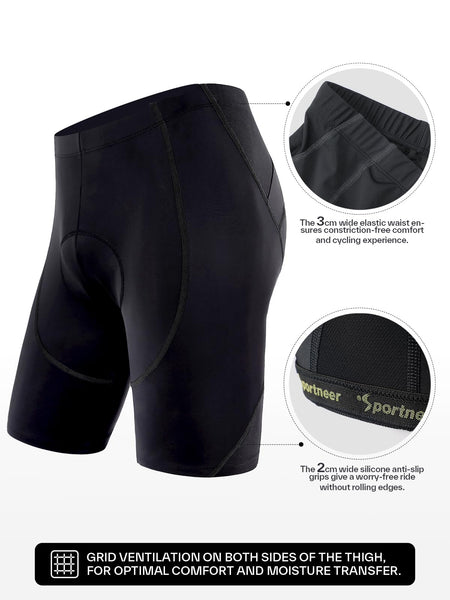 Sportneer Padded Bike Shorts for Men - 4D Padding Mens Bicycle Cycling Biking Clothing Shorts, Breathable and Absorbent