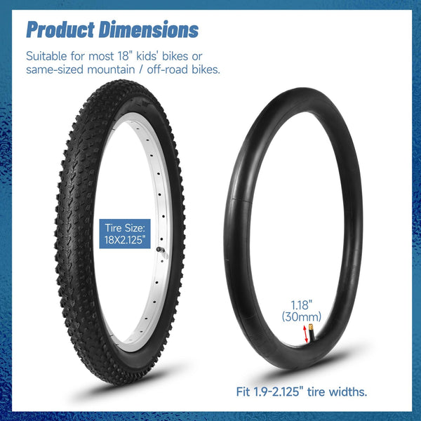 2 PCS 14/16/18x2.125" Bike Tires and Tubes, 14 Inch Bicycle Tires 57-305/16x2.125 Inch Bike Tire 57-355/18 x 2.125 Inch Bicycle Tire and Tube Combo