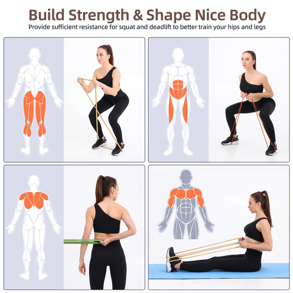 Sportneer Resistance Bands for Working Out: Pull Up Bands 5-130lb 5 Levels Exercise Bands Workout Bands Set with Handles & Door Anchor Pull Up Assist Bands for Men Women Resistance Training