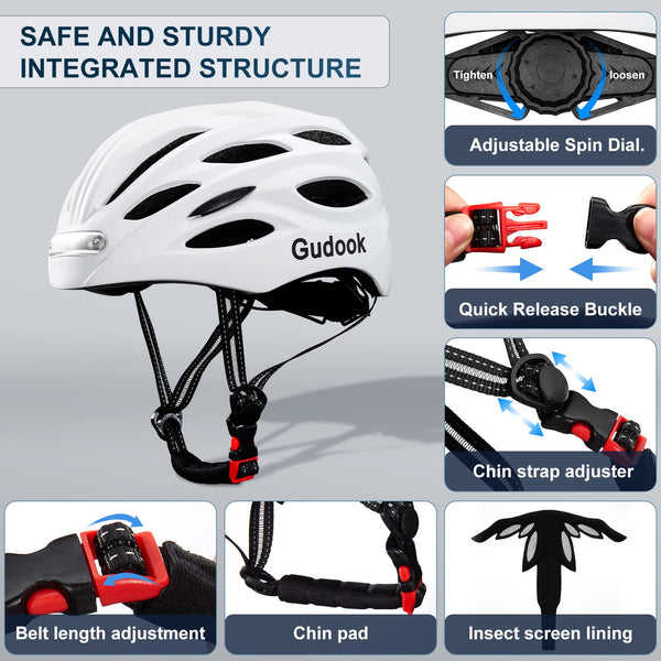 Gudook Bike Helmet with LED Light - TRIPPER ELECTRIC BIKES
