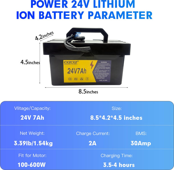 24V Lithium Battery, Replacement Battery for Kids Ride-On Toys and Cars,24v Battery for Dynacraft Realtree Ride On Toy with 2A Fast Charger for DIY Project(24V7AH)
