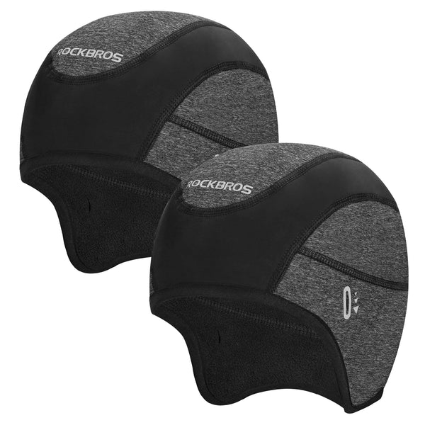 ROCKBROS Winter Cycling Caps for Men Women Windproof Cycling Hat with Sun Visor Under Helmet Liner Black