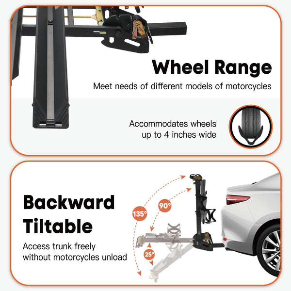 CRAVOT CyberRack E2 Hitch 2 EBike Rack with Ramp, 200 lbs Capacity Electric Bike Carrier Foldable Platform Mount, Up to 5-inch Fat Tire Bicycle for 2'' Receiver Cars Trucks SUVs Minivans RV, Trailer