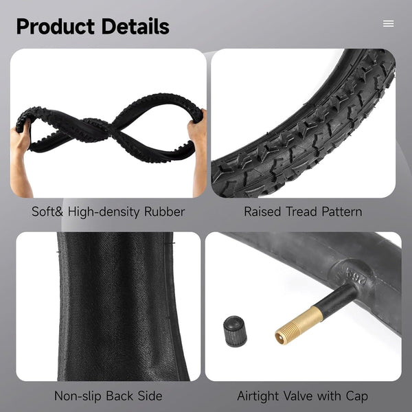 24 Inch Bike Tire, 2 Pack 24x1.95” Bicycle Tires and Tubes, 24 x 1.95 Bike Tire with Repair Kit, 24 x 1.95 Mountain Bike Tire BMX Tires, MTB Tires