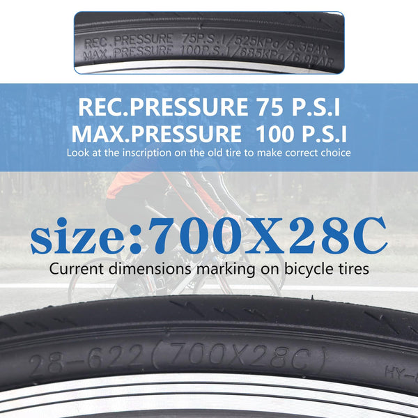 2 Pack 700x23C/25C/28C/35C/38C Bike Tires Plus Bike Inner Tubes Presta Valve 48mm or Schrader Valve 48mm Foldable Replacement Tires for Road Bicycle
