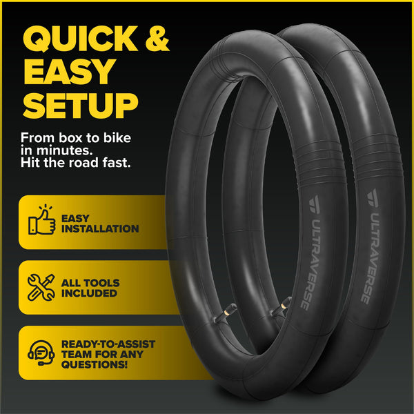Ultraverse 29" Bike Inner Tubes 29 x 1.75, 1.95, 2.10, 2.125, 2.25, 2.30, 2.40 – Butyl Rubber Bicycle Tubes with Schrader Valve – Compatible with Mountain, Cruiser, City & Electric Bikes – Set of 2