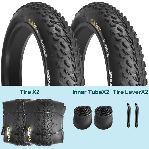 20" E-Bike Fat Tires 20 x 4.0 Folding Bead Tire for Electric Bikes or with AV32mm Tubes Compatible with Wide Mountain Snow Bike Tire