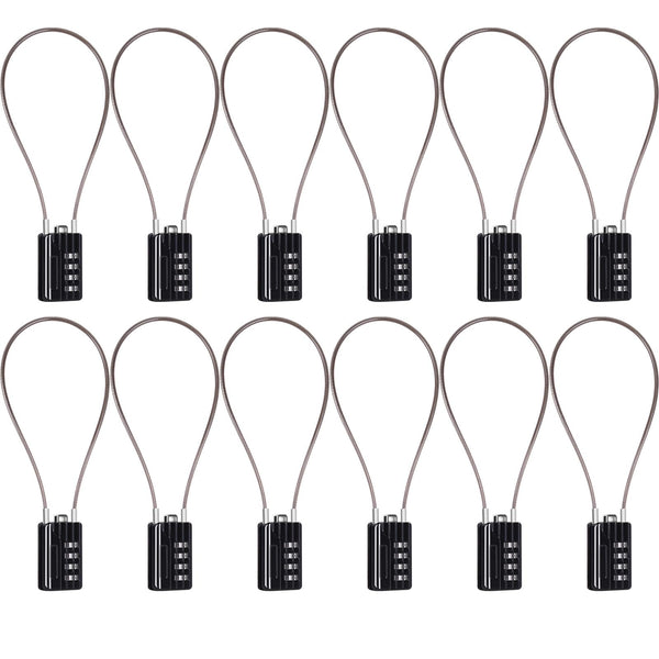 SEPOX® 4 Pcs Resettable Combination Padlock, 1-3/16" Width Body with 32cm Extrem Long Cable, 4 Digit Combo Cable Lock for Suitcase, Travel Bag, Gym Lockers, Filing Cabinets,Pack of 4 Black