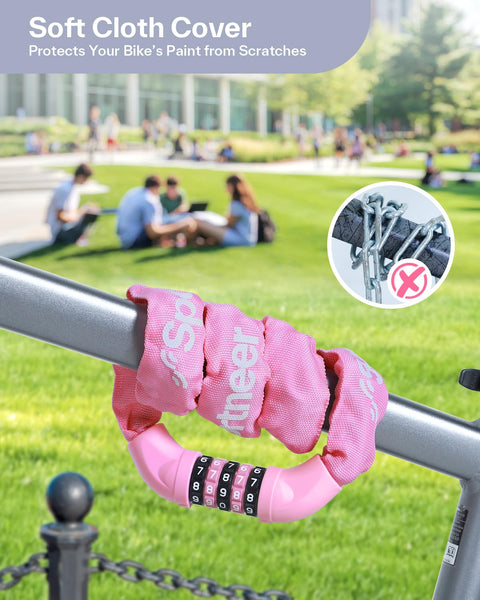 Sportneer Bike Lock: 5 Digit Combination High Security Anti Theft Bike Chain Lock - 3.2/3.6/4ft Heavy Duty Keyless Bicycle Lock for Bike, Motorcycle, Scooter, Door & Gate - 4/6mm Thick, Easy to Use