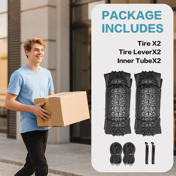 2 Pack 16/20/24 X 1.75/1.95/2.125 Bike Tires 16/20/24 Inch Folding Bicycle Tires with Inner Tubes AV 32mm Schrader Valve Suitable for Mountain Beach Cruiser Bike Replacement Tires