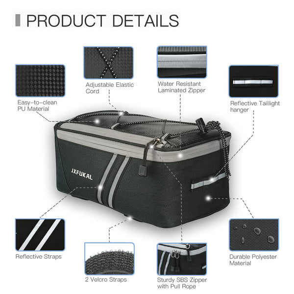 Waterproof Rear Bike Rack Bag with Rain Cover.